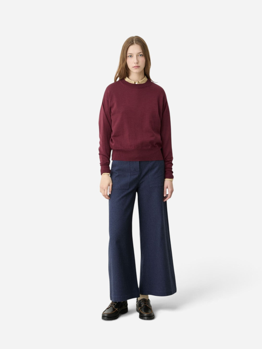 Burgundy Freya Womens Diarte Merino Wool Sweater 