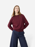 Burgundy Freya Womens Diarte Merino Wool Sweater 