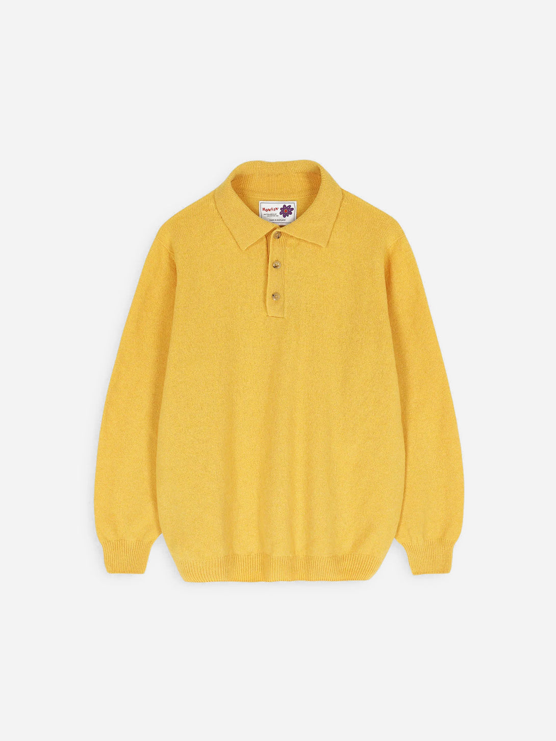 Sunny Up Soft Error Mens Yellow Knit Long Sleeve Pullover Polo Howlin Clothing 