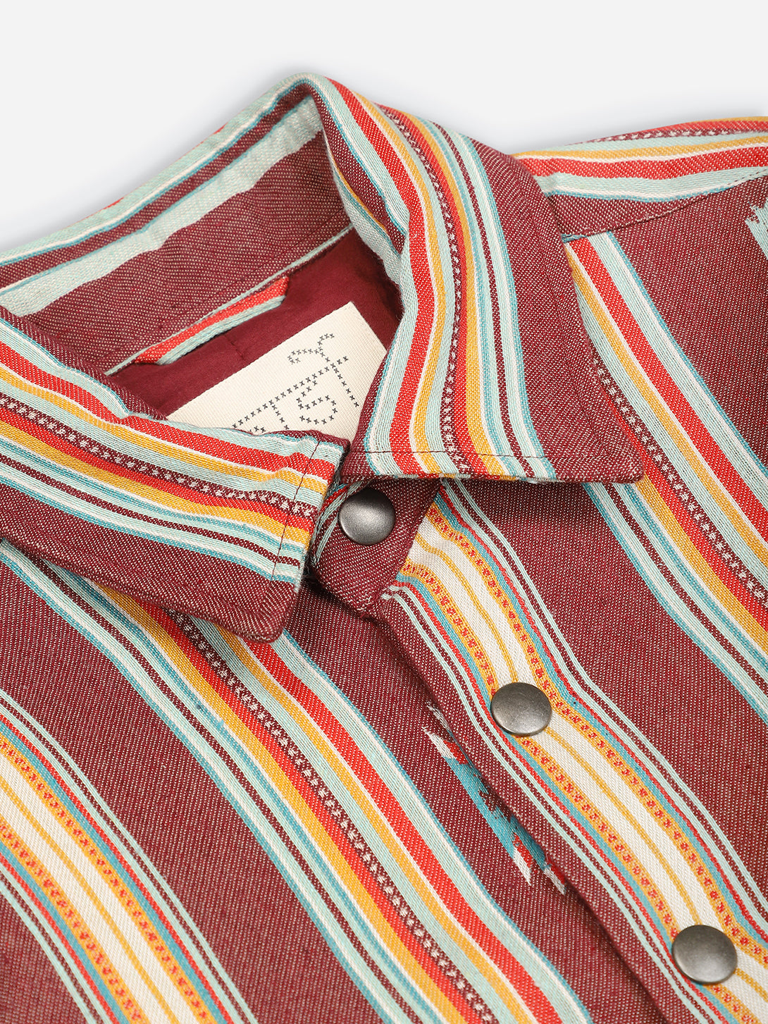 Wine Woody Jacket Mens Kardo Button Up Layering Jacket Striped Pattern Long Sleeve Outerwear