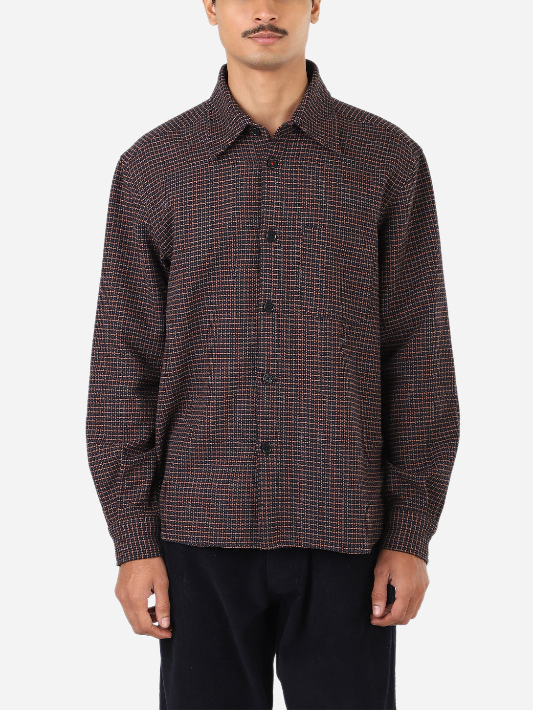 Ganache Luis Shirt Mens Mini Checkered Kardo Button Up Woven Shirt 