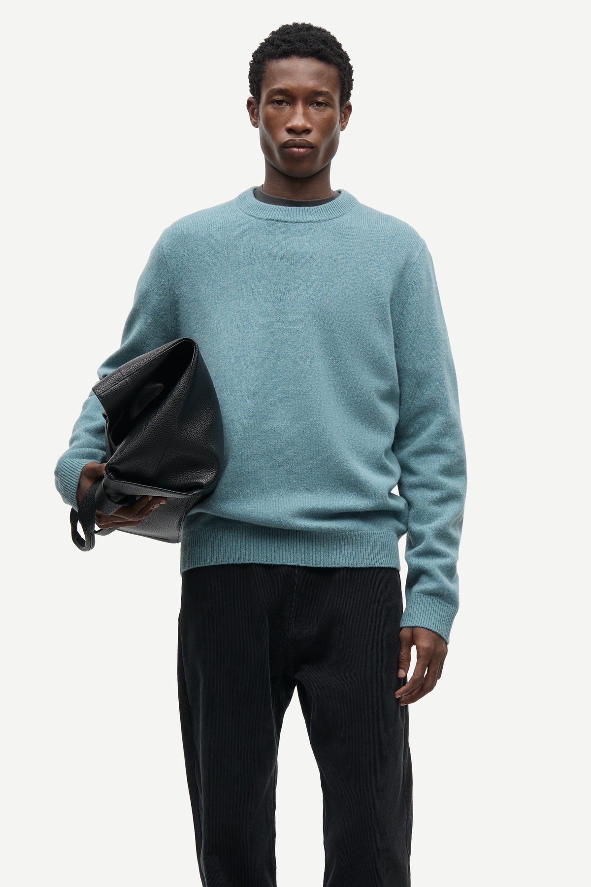 Stormy Sea Isak Knit Sweater Mens Wool Cashmere Knit Sweater Samsoe Samsoe 