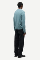 Stormy Sea Isak Knit Sweater Mens Wool Cashmere Knit Sweater Samsoe Samsoe 
