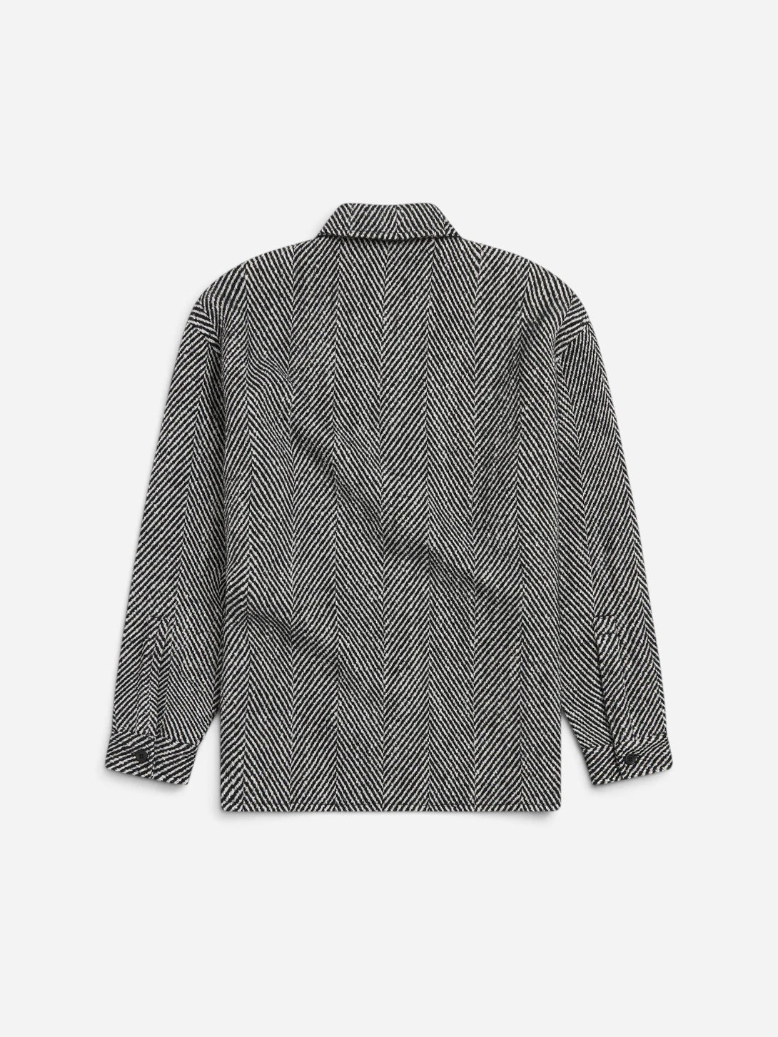 Black Eco Herringbone Over Shirt Mens Relaxed Overshirt Krost Clothing