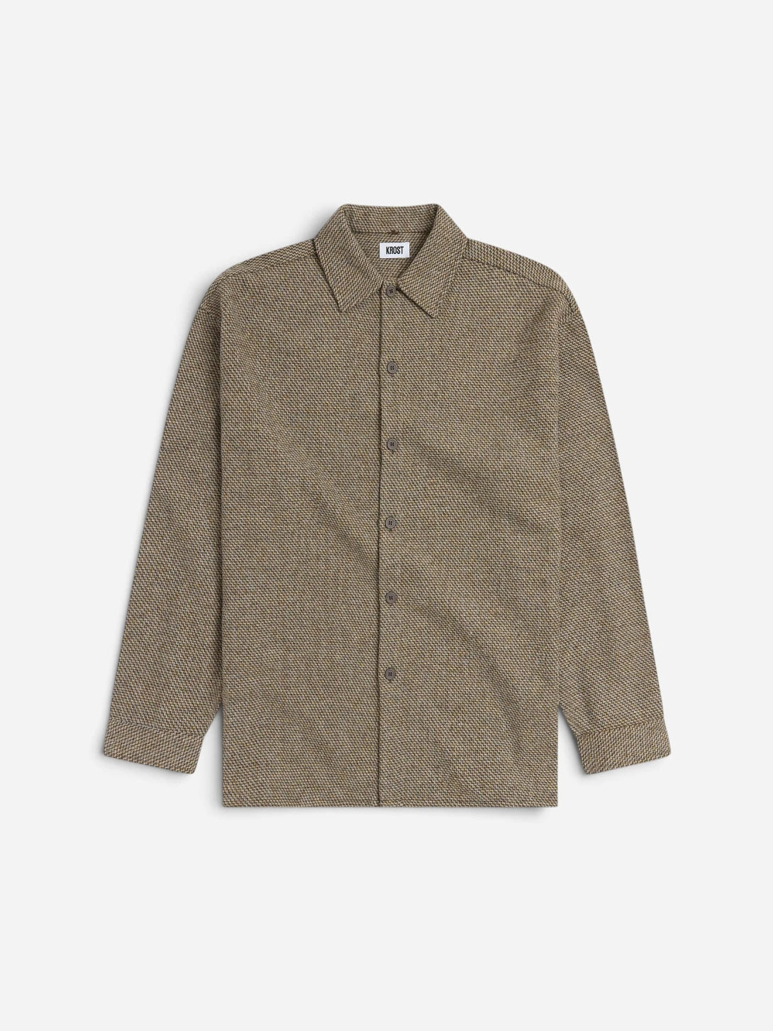 Bronze Brown Eco Relaxed Chevron Shirt Mens Herringbone Button Up Woven Shirt Krost Clothing