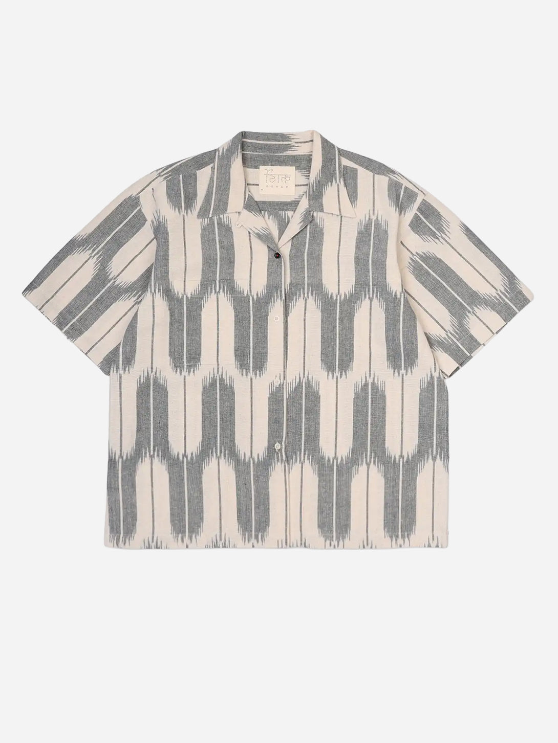 Natural Ikat Rohit Mens Pattern Camp Colalr Woven Shirt Kardo