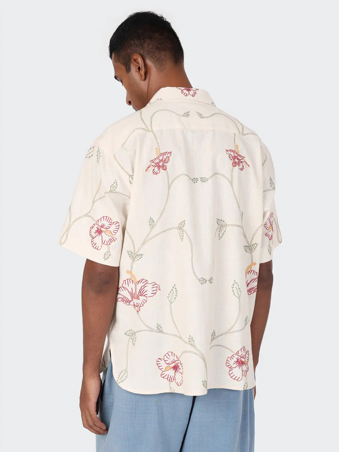 Natural Ronen Mens Pattern Camp Collar Woven Shirt Kardo 
