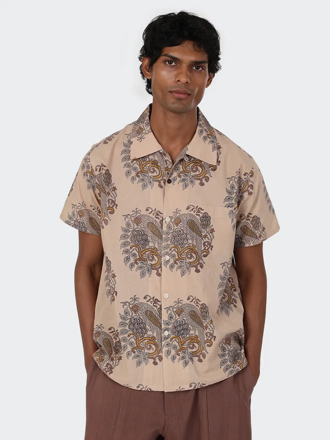 BPSS2603 Chintan Mens Button Up Woven Short Sleeve Shirt Kardo
