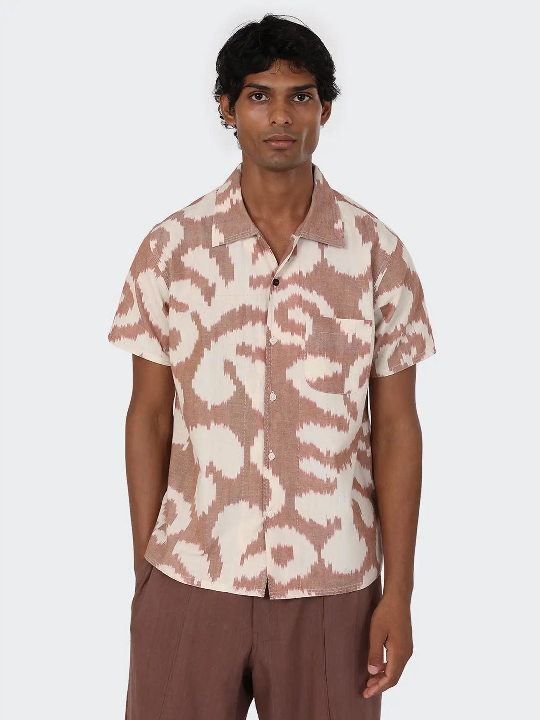 IKATSS2603 Chintan Mens Button Up Woven Short Sleeve Shirt Kardo