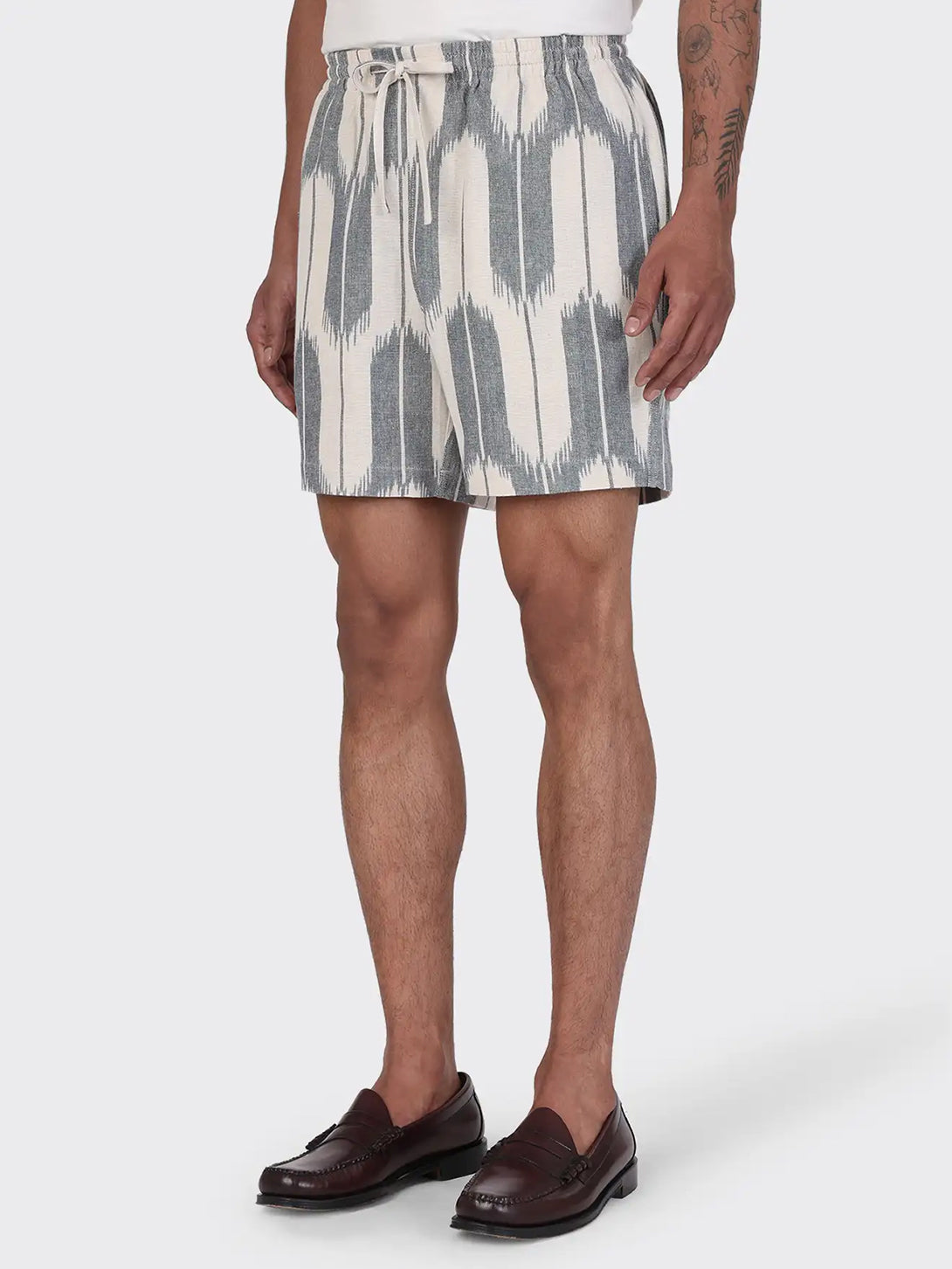 Natural Ikat Olbia Mens Stripe Lightweight Drawstring Shorts Kardo 