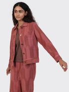 Coral Marvin W Womens Button Up Collared Shirt Kardo 