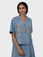 Light Indigo Olivia 2.0 Shirt Womens Camp Collar Shirt Kardo