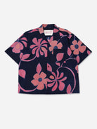 HPKSS2601NAVY Rohit Mens Pattern Camp Colalr Woven Shirt Kardo