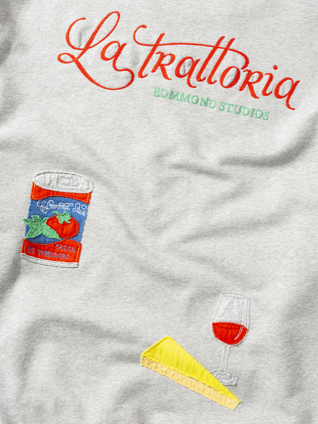 Plain Grey Melange La Trattoria Sweatshirt Mens Edmmond Studios Cotton Crewneck Pullover