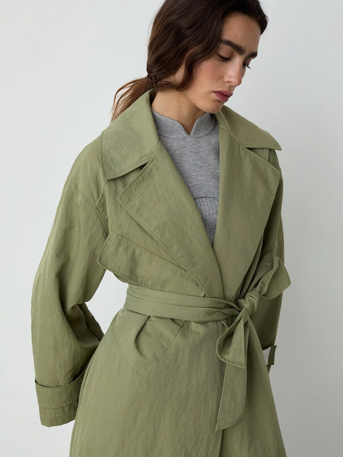 Khaki Londres Khaki Trench Womens Long Trench Coat Laagam 