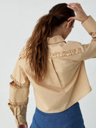 Sand Muna Sand Cut Out Shirt Womens Cropped Long Sleeve Woven Shirt Collared Laagam 
