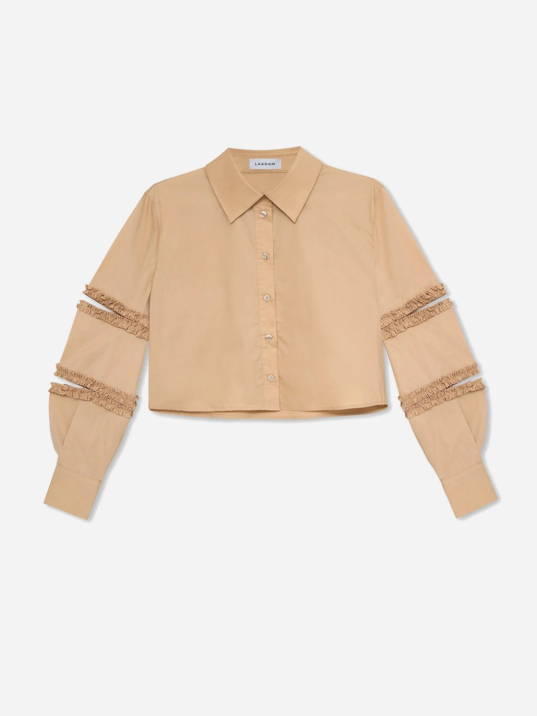 Sand Muna Sand Cut Out Shirt Womens Cropped Long Sleeve Woven Shirt Collared Laagam 