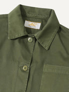 Olive Garbardine Work Jacket Button Up Collared Outerwear Le Mont St Michel Clothing 