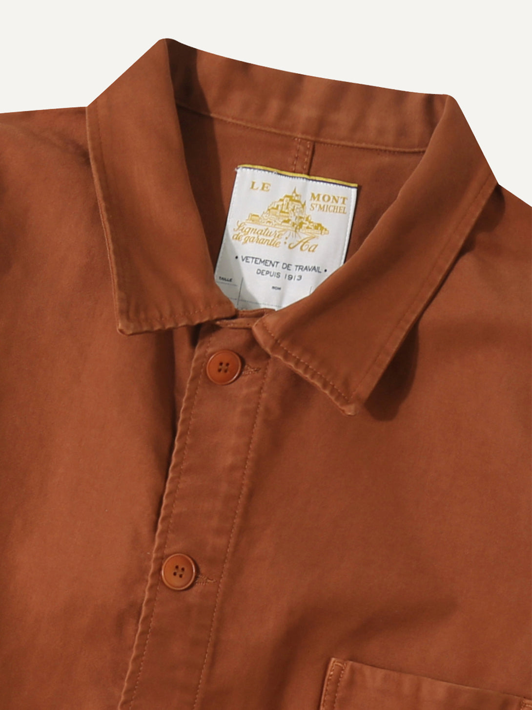 Brick Moleskin Work Jacket Outerwear Wax Jacket Button Up Collared Coat Le Mont St Michel Clothing 