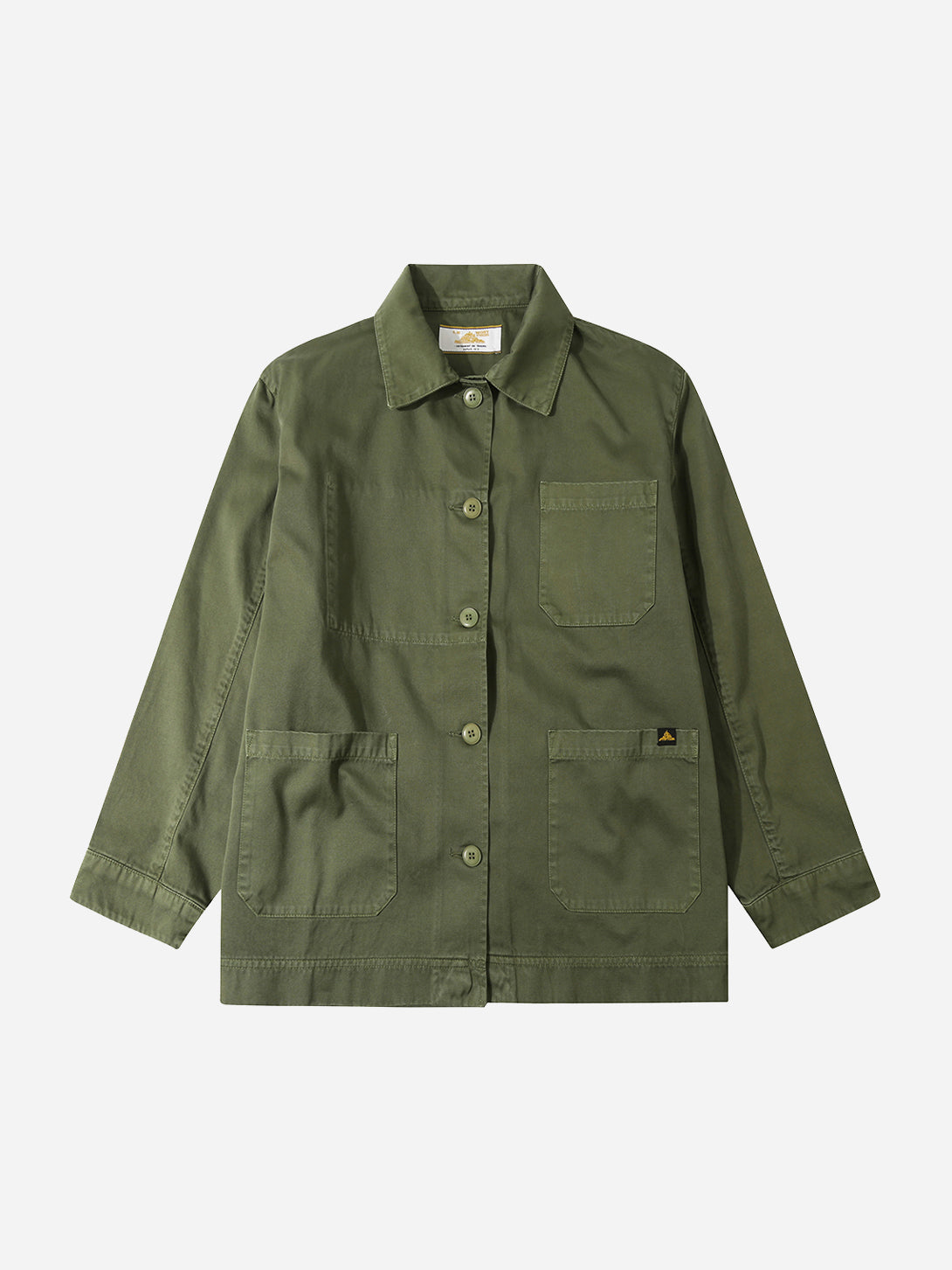 Olive Garbardine Work Jacket Button Up Collared Outerwear Le Mont St Michel Clothing 