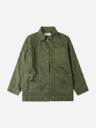 Olive Garbardine Work Jacket Button Up Collared Outerwear Le Mont St Michel Clothing 