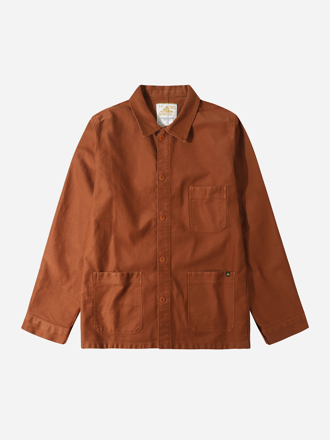 Brick Moleskin Work Jacket Outerwear Wax Jacket Button Up Collared Coat Le Mont St Michel Clothing 