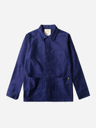 Blue Moleskin Work Jacket Outerwear Wax Jacket Button Up Collared Coat Le Mont St Michel Clothing 