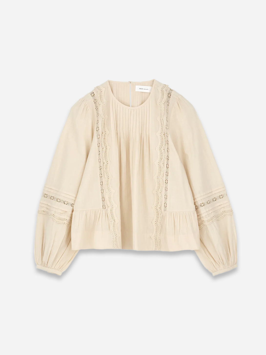 Antique Beige Leaf Blouse Womens Skall Studio Cream Blouse Long Sleeve Organic Cotton 