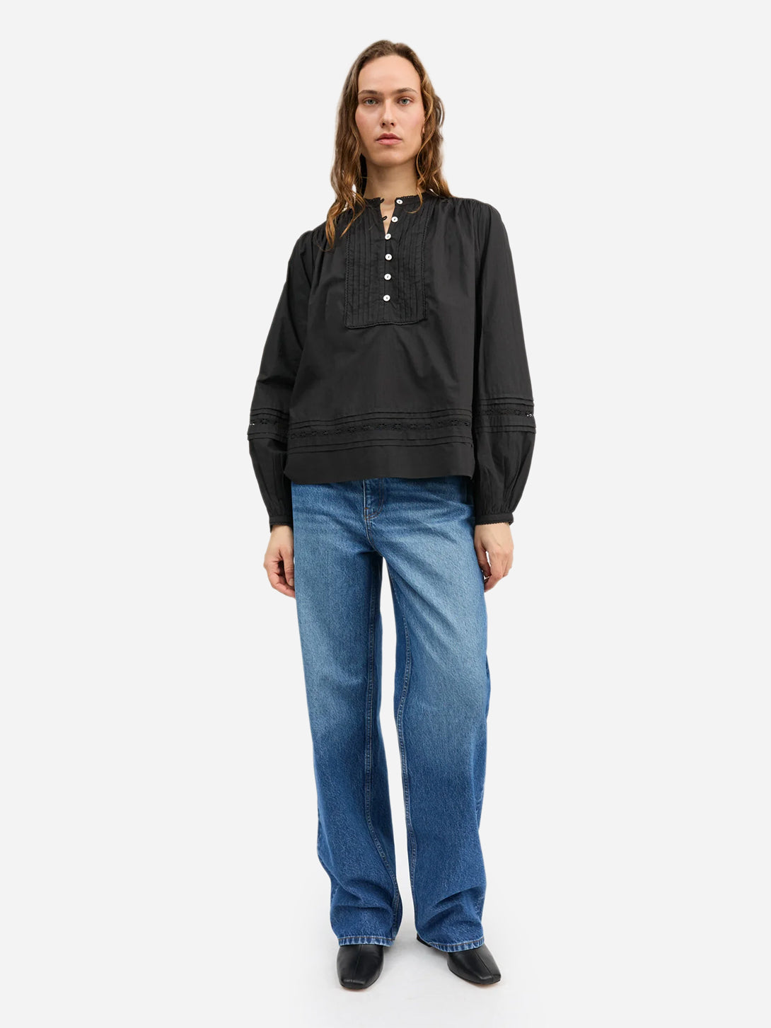 Black Leaf Shirt Skall Studio Womens Long Sleeve Shirt 