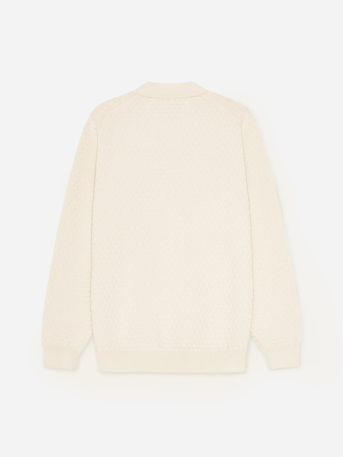 Light Ivory Billy Weave Knitted LS Polo Mens Les Deux Long Sleeve Knitted Collar Polo 