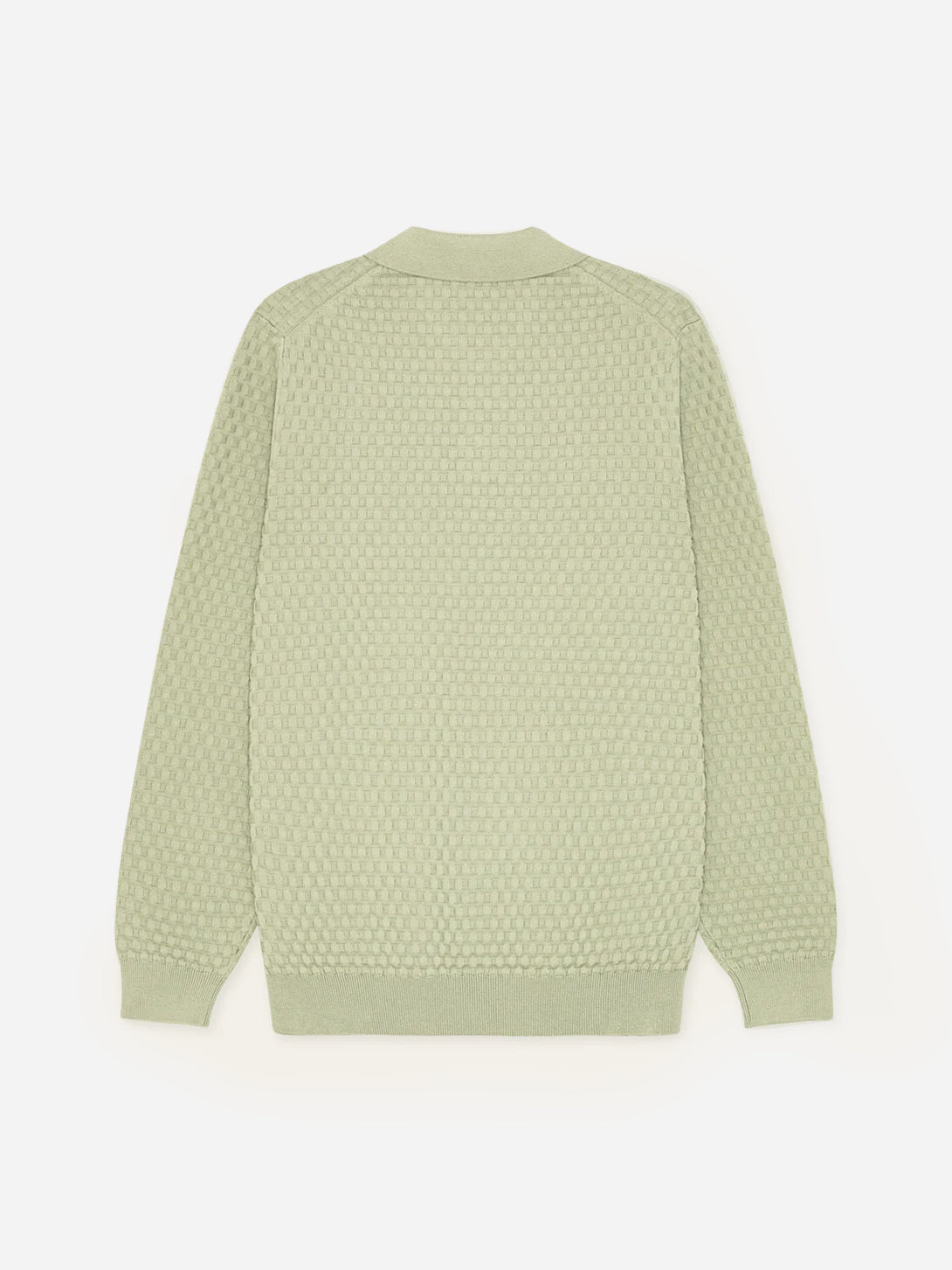 Tea Green Billy Weave Knitted LS Polo Mens Les Deux Long Sleeve Knitted Collar Polo 