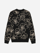 Black Gaston Poppy Jacquard Knit Mens Sweater Pullover Floral Print Les Deux Clothing 
