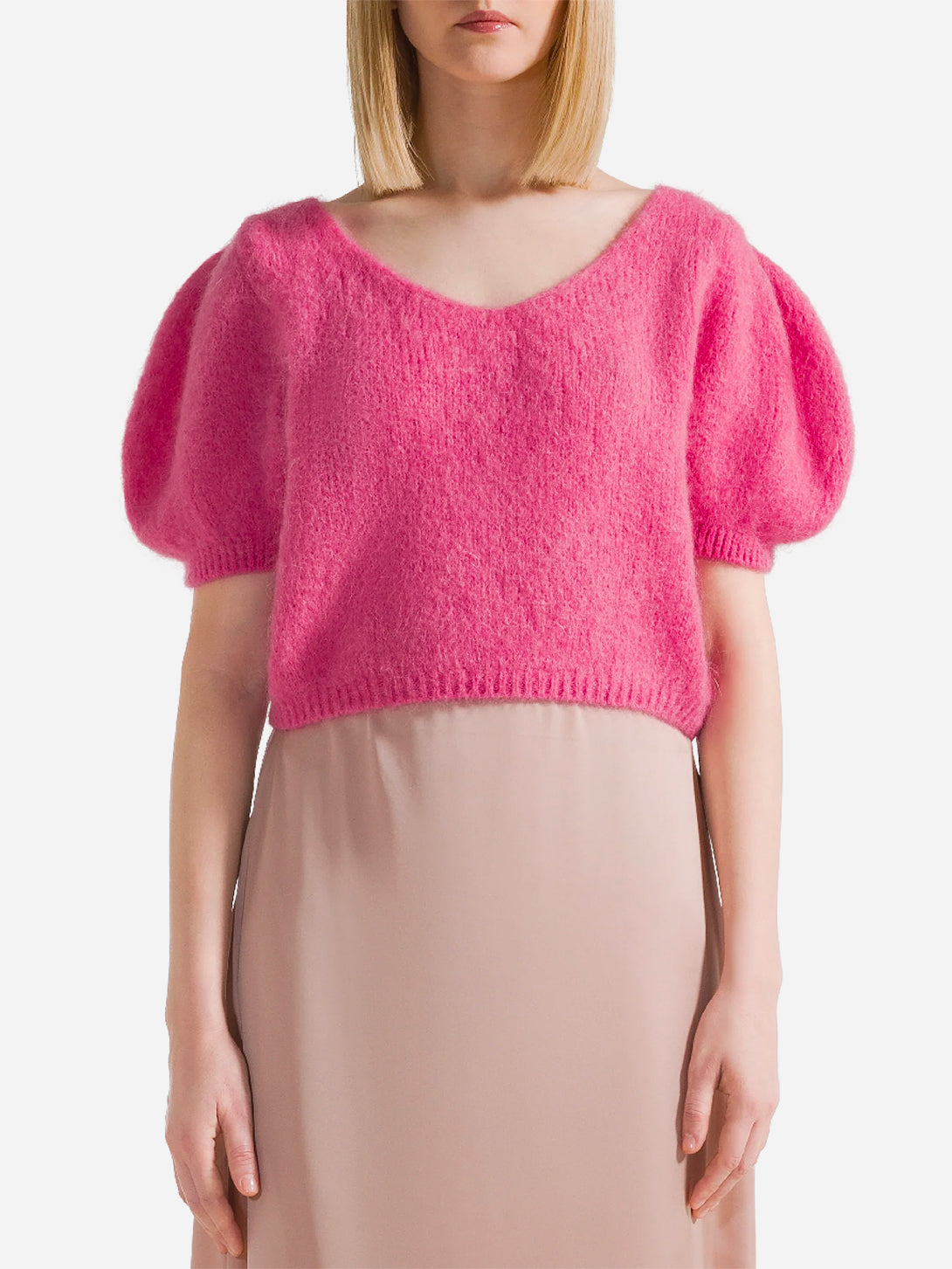 Pink Lolanda Alpaca Womens American Dream Pullover Short Sweater Wool Cashmere 