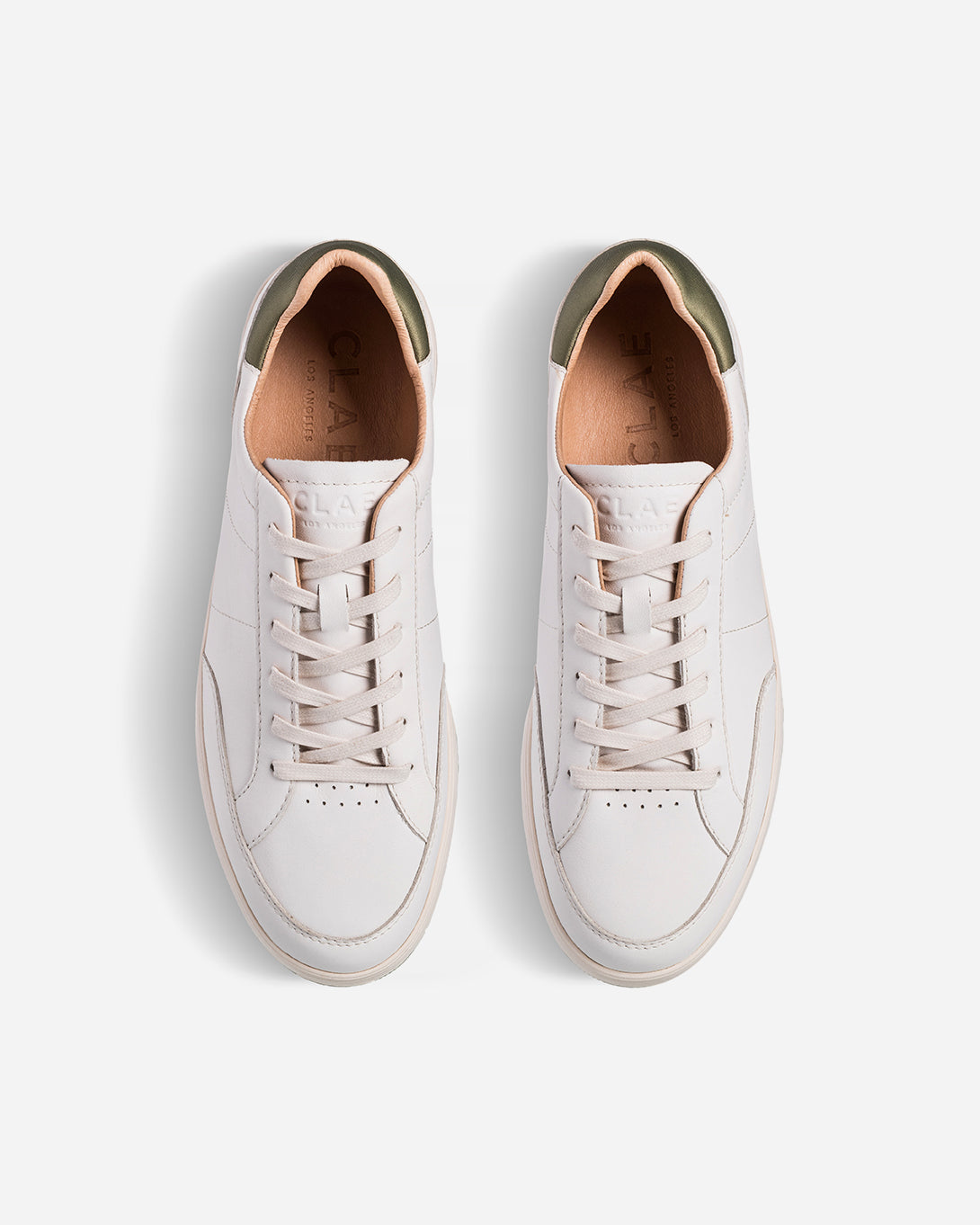 Off White Leather Olive Monroe Clae Tennis Style Shoe