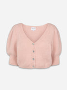 Light Pink Manda Alpaca Cardigan Womens Cropped American Dreams Wool V Neck Cardigan Sweater 