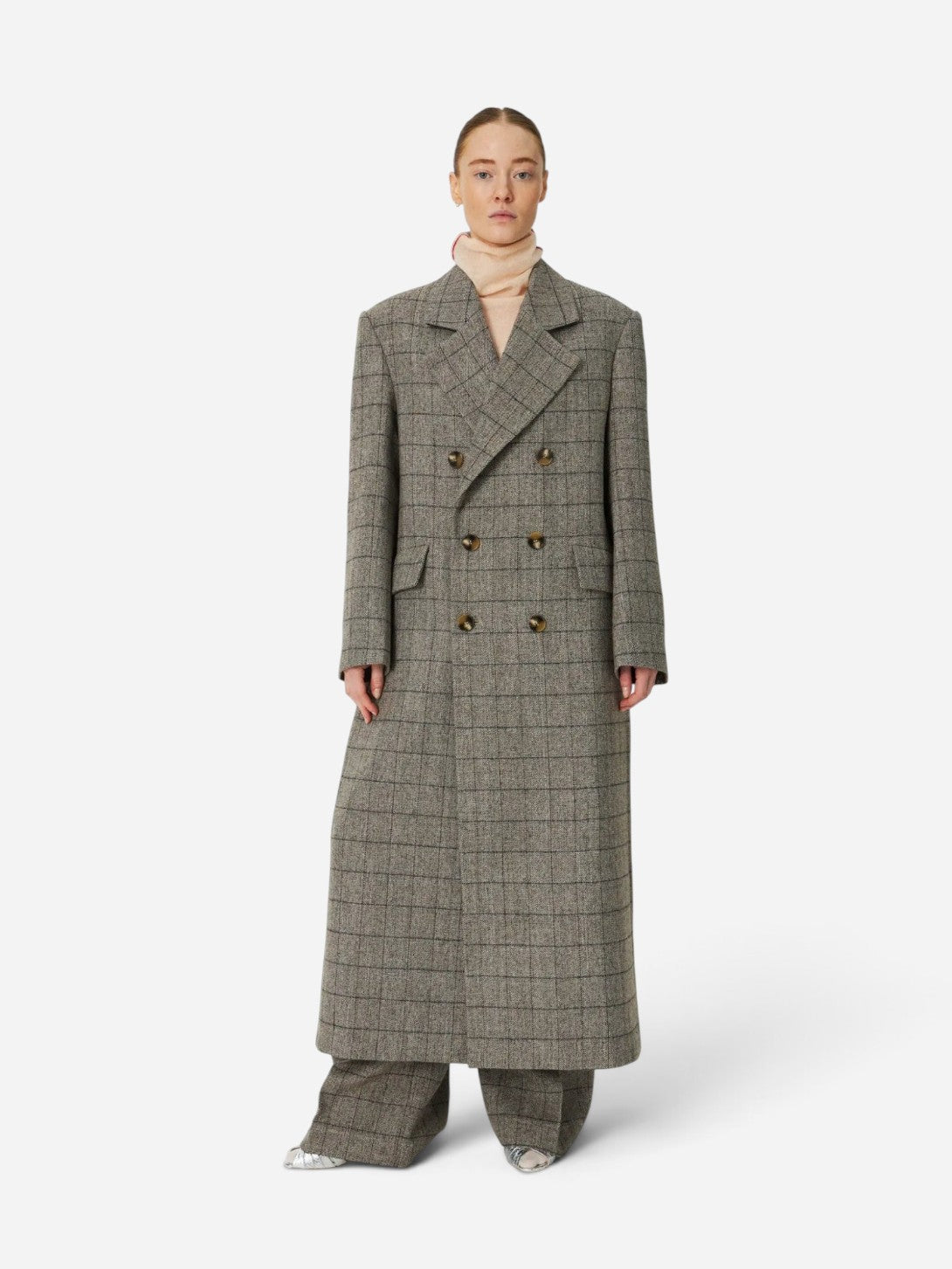 Warm Grey Melange Masculine Oversized Coat Womens Overcoat Stella Nova Clothing