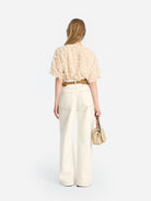 Creme Bossi Womens Cropped Short Sleeve Loose Fit Shirt Munthe Womens Clothing 