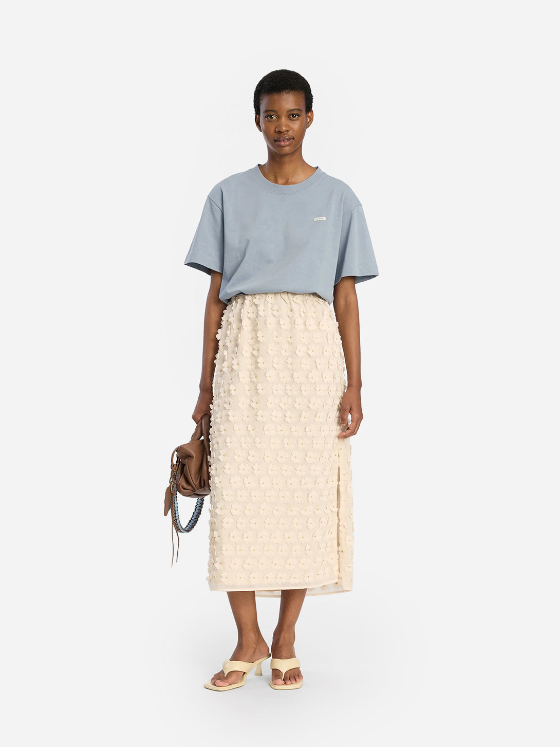 Creme Bloomy Womens Long Skirt Munthe Womens Clothing 