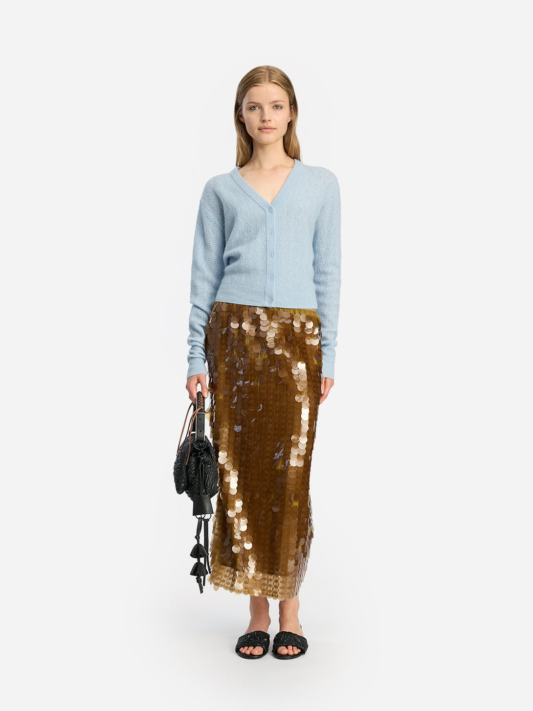 Gold Bomi Womens Mid Length Skirt Dress Polyester Munthe Clothing 