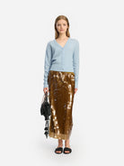 Gold Bomi Womens Mid Length Skirt Dress Polyester Munthe Clothing 