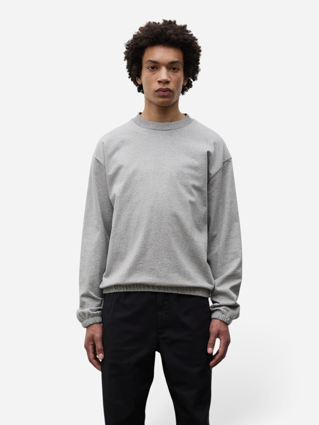 Grey Melange Kulhouse Relaxed Light Pile Jersey SweatshirtMens Cotton Pullover Sweatshirt Norse Projects