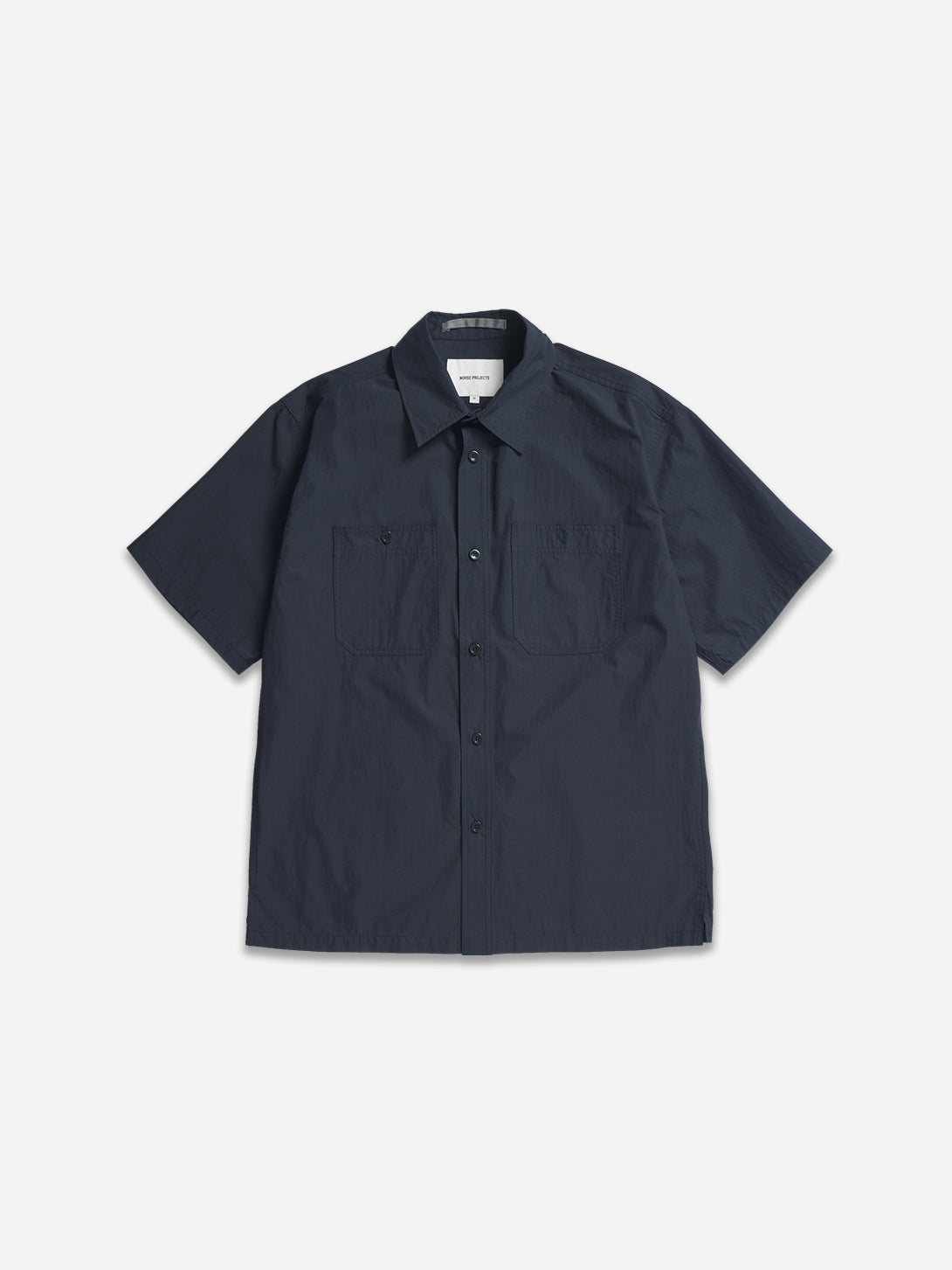 Navy Ivan Tech Poplin SS Shirt Navy Norse Projects Shirt Short Sleeve Button Up 
