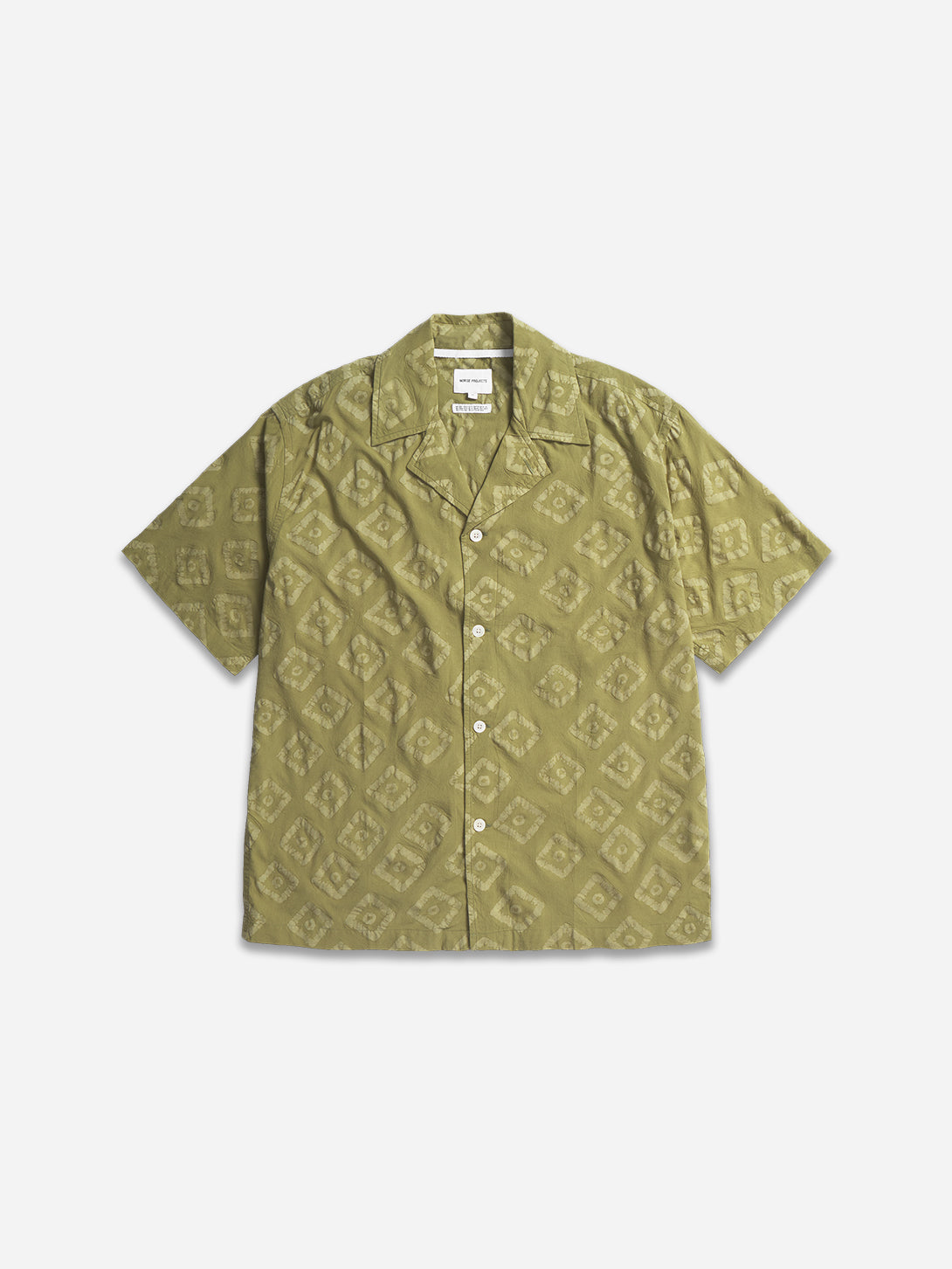 Moss Green Mads Batik SS Shirt Mens Camp Collar Short Sleeve Shirt Norse Projects