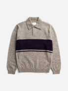 Walnut Gudme Baby Alpaca Stripe Polo Mens Long Sleeve Polo Norse Projects 