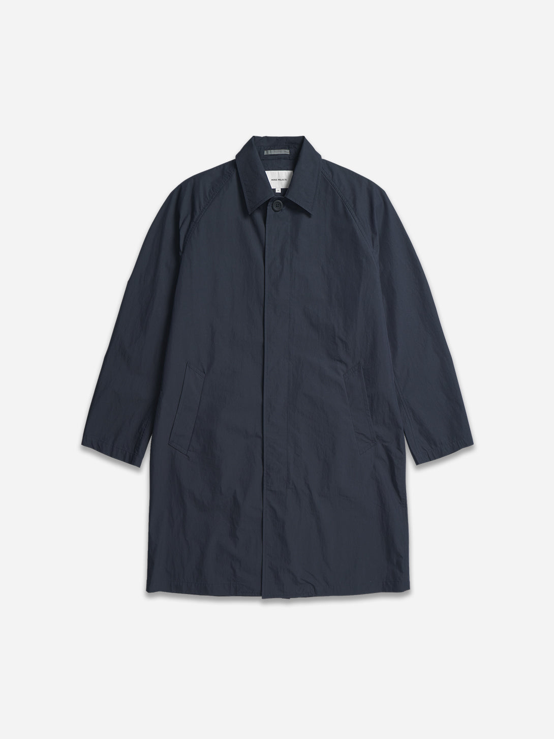 Dark Navy Vargo Tech Poplin Mac Mens Long Coat Norse Projects 