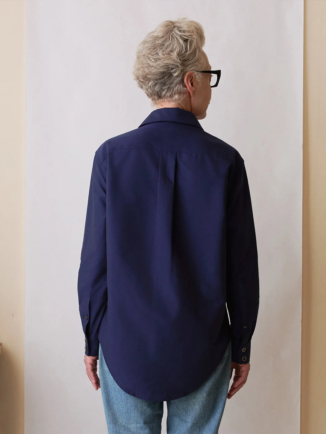 Ballpoint Blue, gold plated horn buttons The New Oxford Woven Long Sleeve Woven Shirt Naomi Nomi 