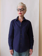Ballpoint Blue, gold plated horn buttons The New Oxford Woven Long Sleeve Woven Shirt Naomi Nomi 