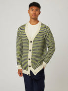 Cream Network Cardigan Mens Patterned Wool Cardigan Peregrine