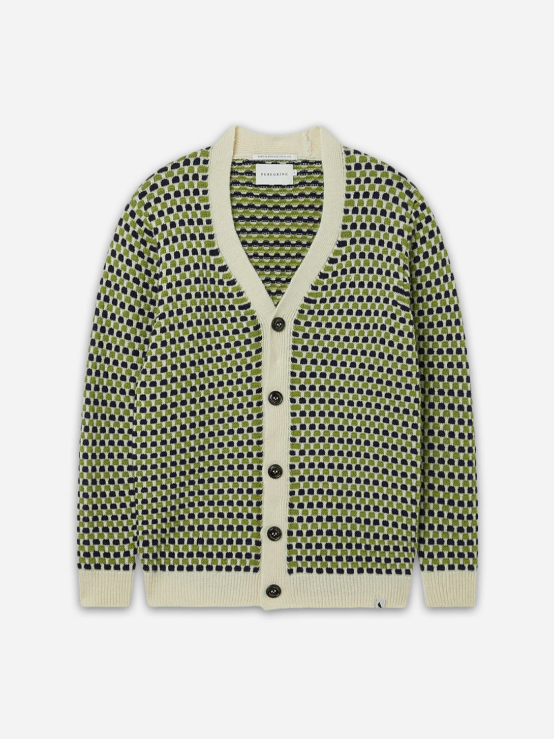Cream Network Cardigan Mens Patterned Wool Cardigan Peregrine