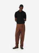 Black Haring Top Mens Black Knitted Polo Shirt Collared Noyoco Clothing 